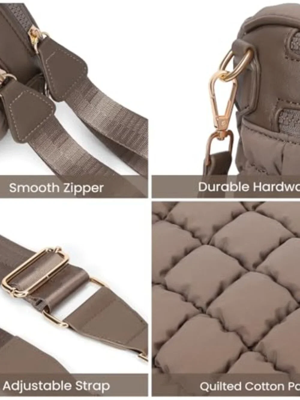 Quilted Crossbody Bag Puffer Fanny Pack Nylon Sling Purse Shoulder Bag